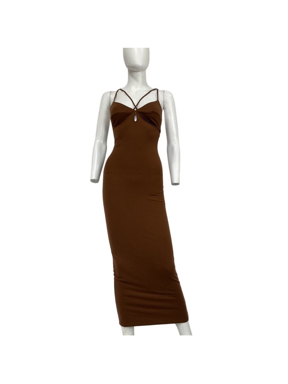 Reformation Brown Strappy Maxi Dress with Keyhole Detail - Picture 2 of 5